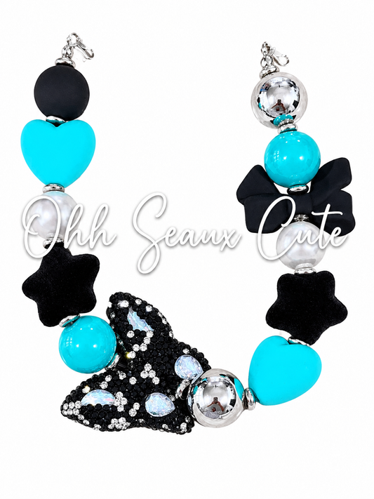 9” Teal Butterfly Hat Chain