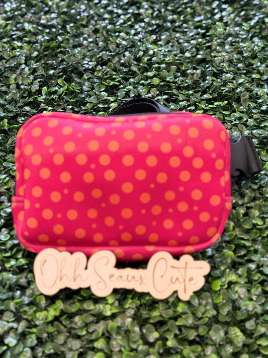 Orange/Pink Dot Neoprene Belt Bag