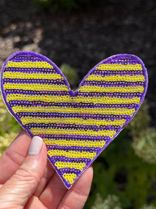 3.5” Yellow/Purple Stripe Heart
