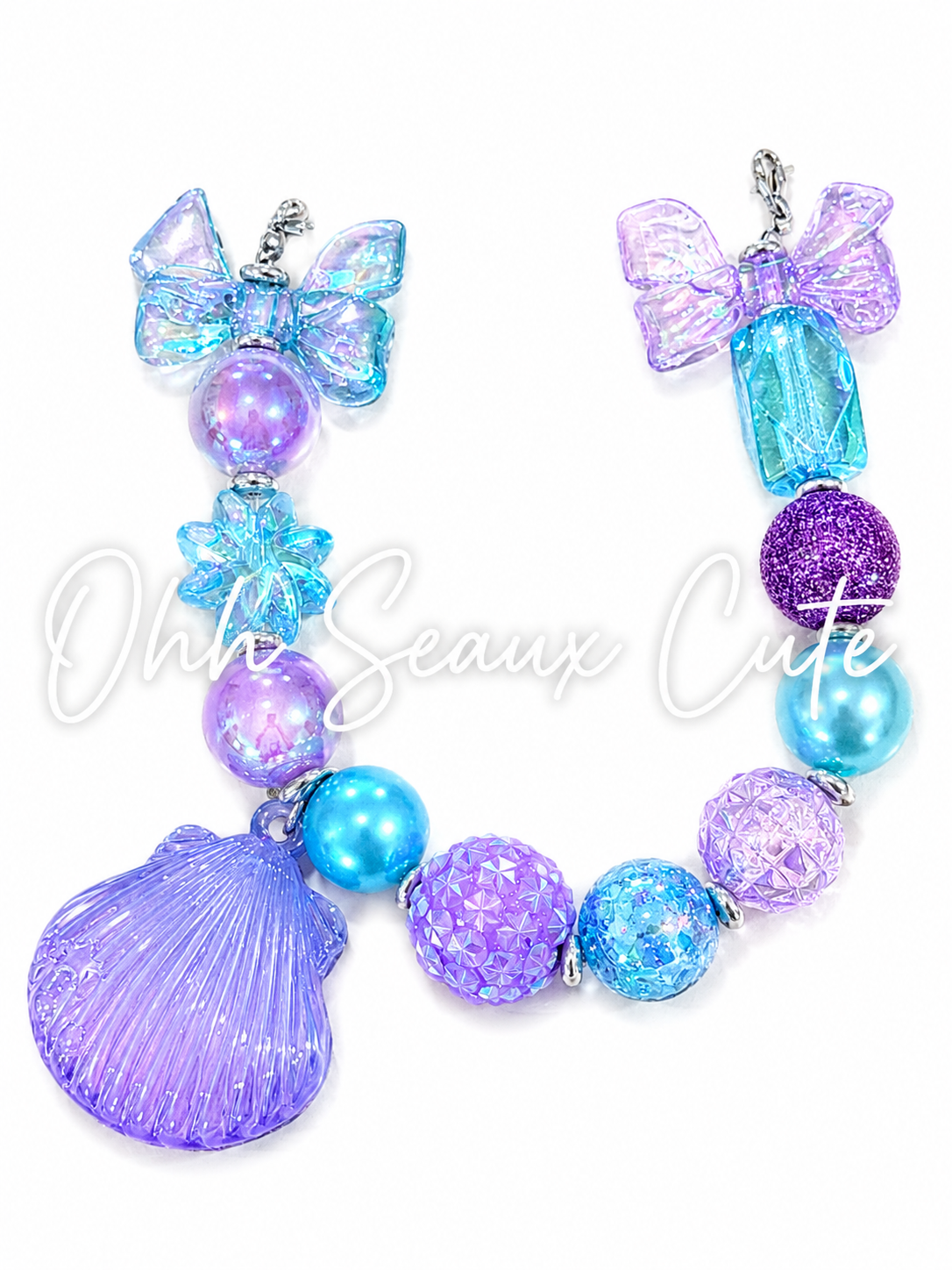 9” Purplish Seashell Hat Chain