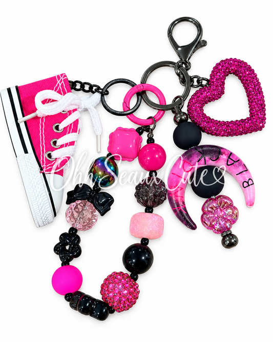 Pink October Bag Charm Keychain