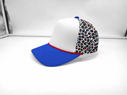 PREORDER Custom Trucker Hat-USA LEOPARD- Royal Blue
