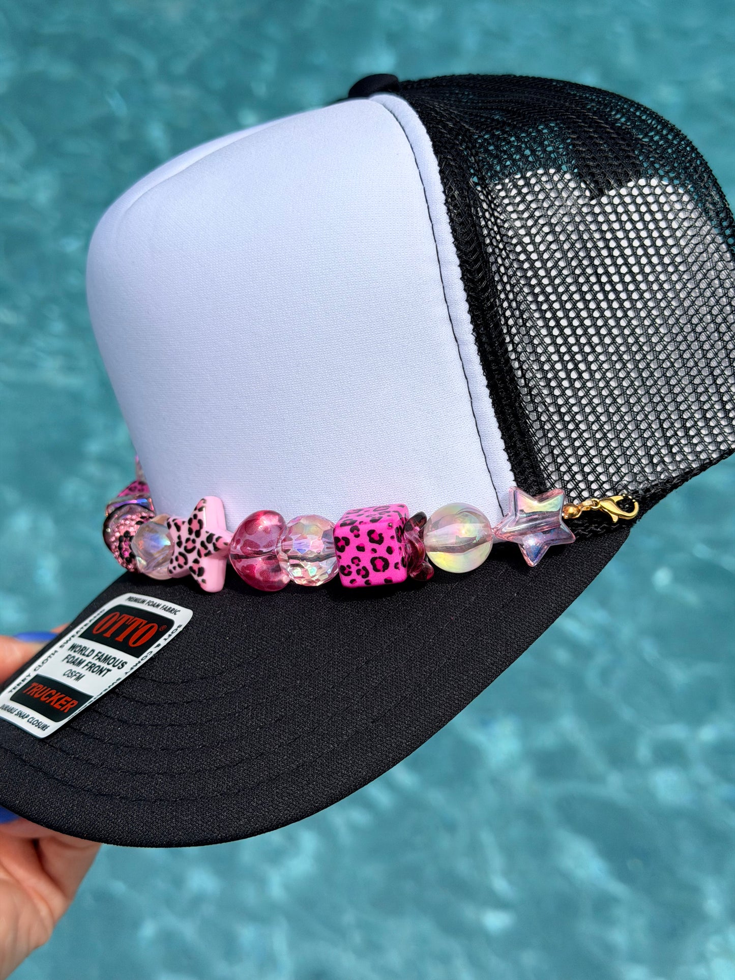 9” Pink Rock Hat Chain