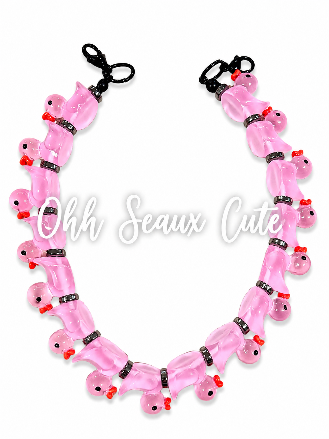 9” Duck Hat Chain- Clear Pink