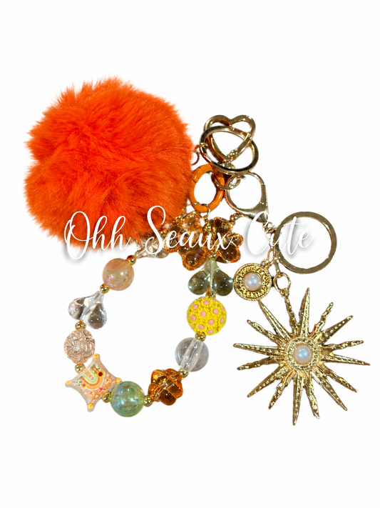 Orange Sunflower Bag Charm
