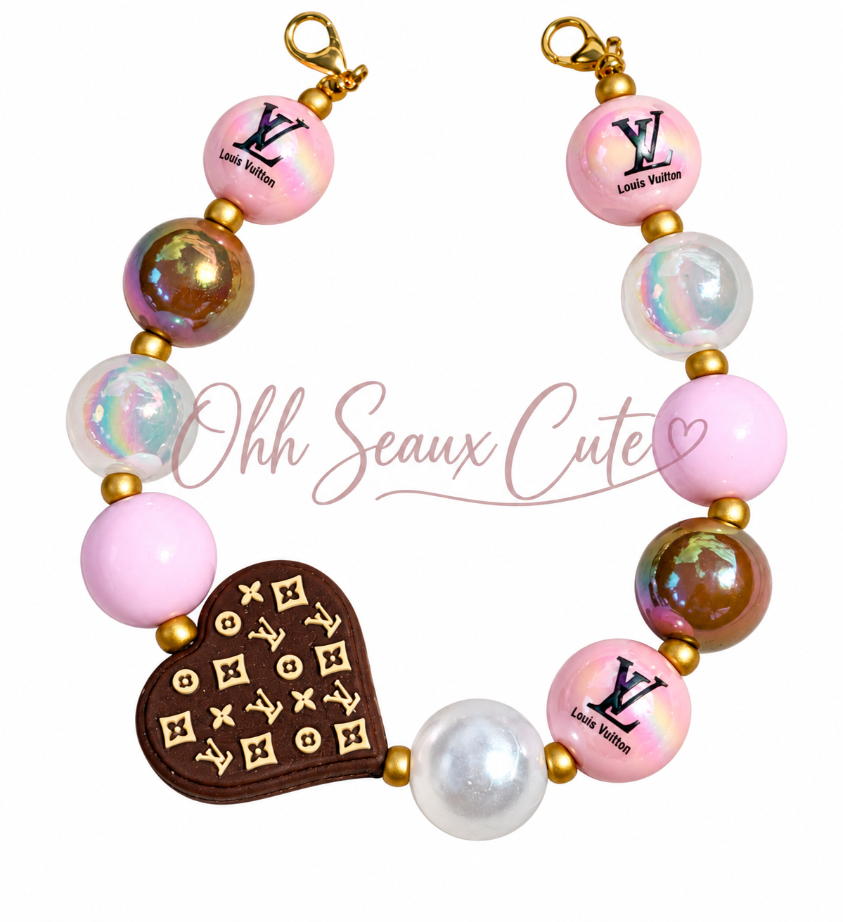 9” Pink/Brown LV 1 Hat Chain