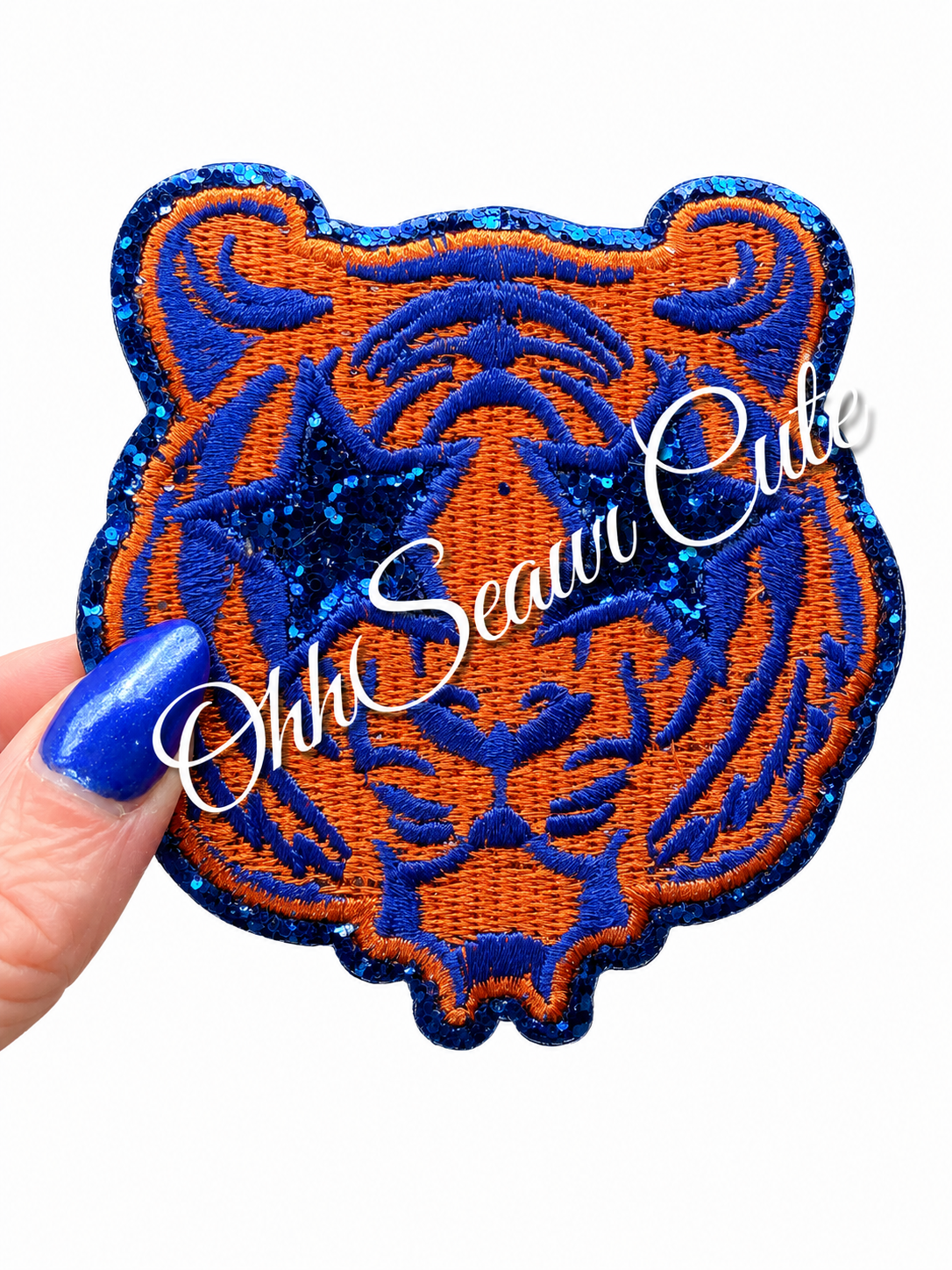 3.5” Glitter Tiger Head Orange/Blue