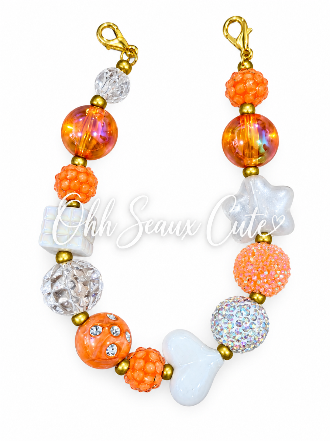 9” Orange/White 4 Hat Chain