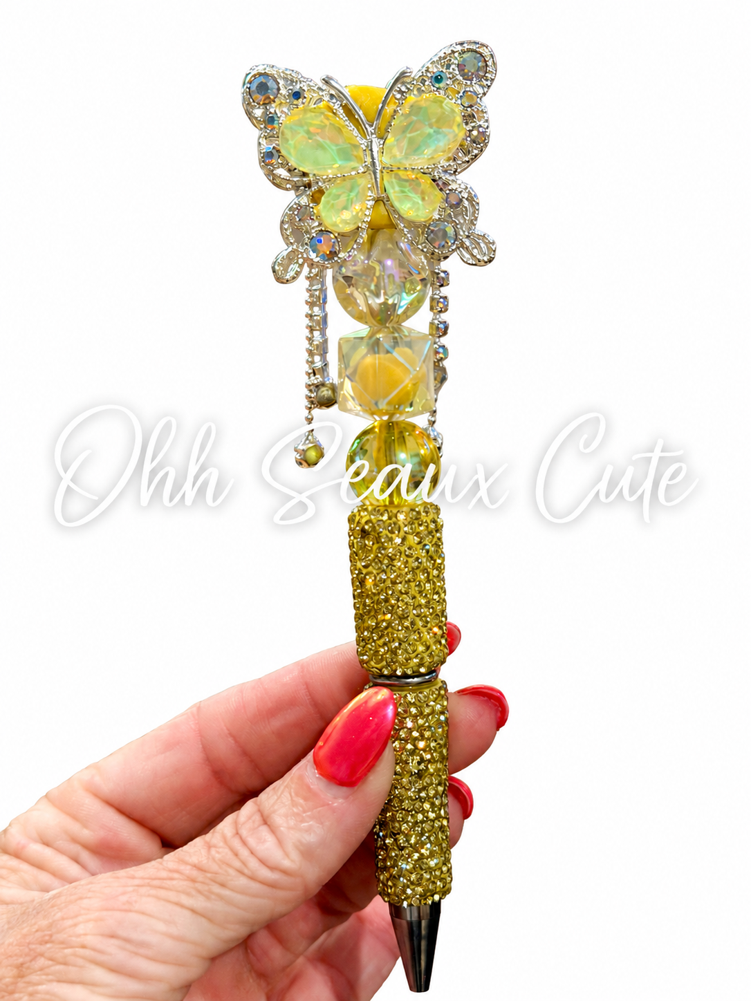 Lemonade Rhinestone Butterfly Pen