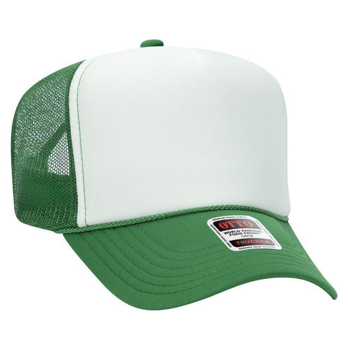 Otto High Crown Foam Trucker -Kelly Green/White