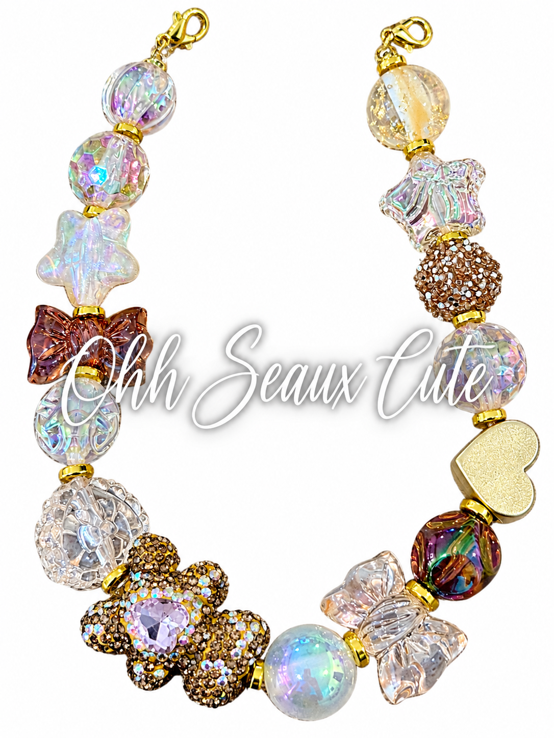 9”  Champagne Bear Hat Chain