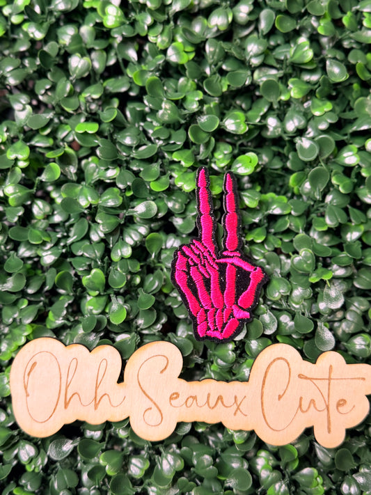 3” Glitter Pink Peace Skeleton