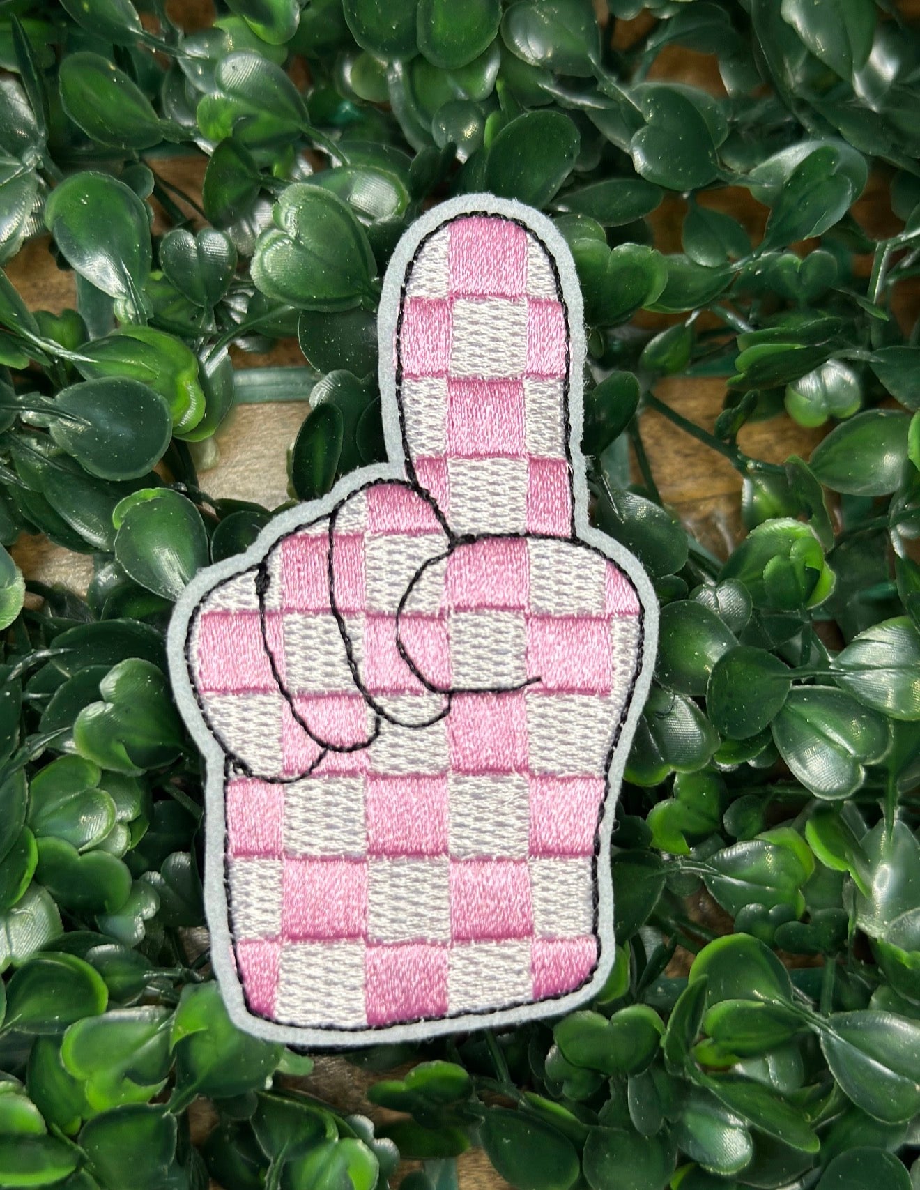3” Checkered #1 Fan Hand Pink