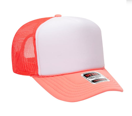 Otto High Crown Foam Trucker - Coral/White