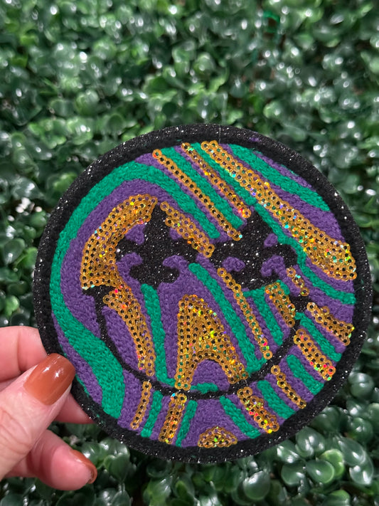 4” Retro Mardi Gras Smiley