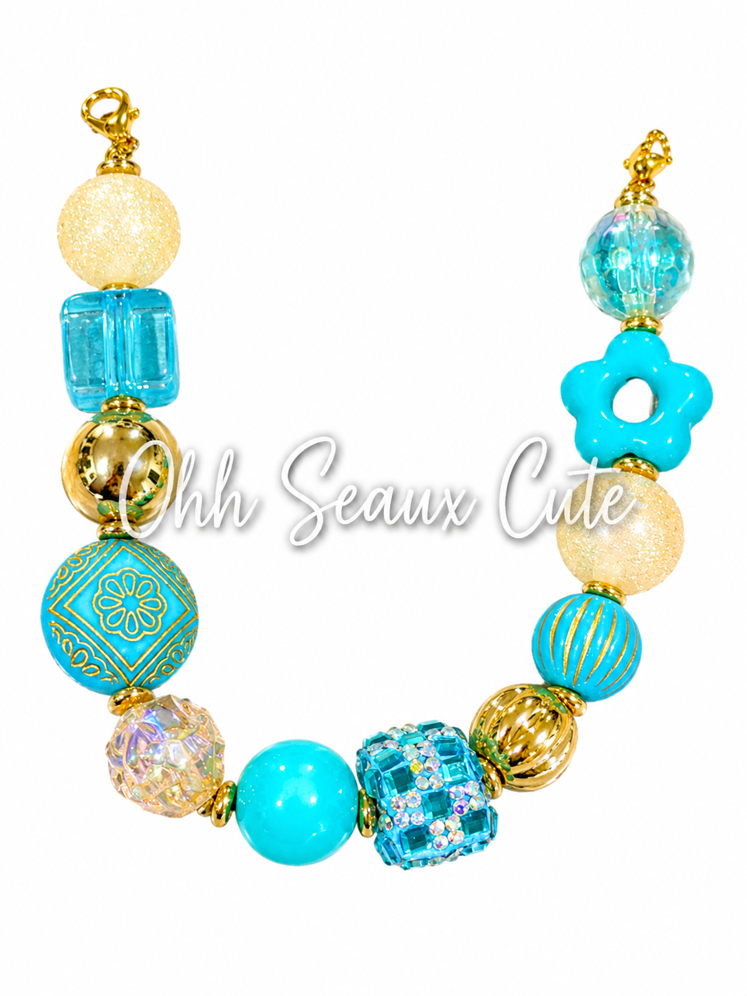 9” Teal Bling 2 Hat Chain