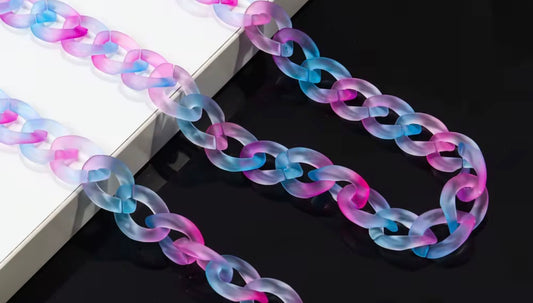 9” Clear Pink/Blue Swirl Hat Chain