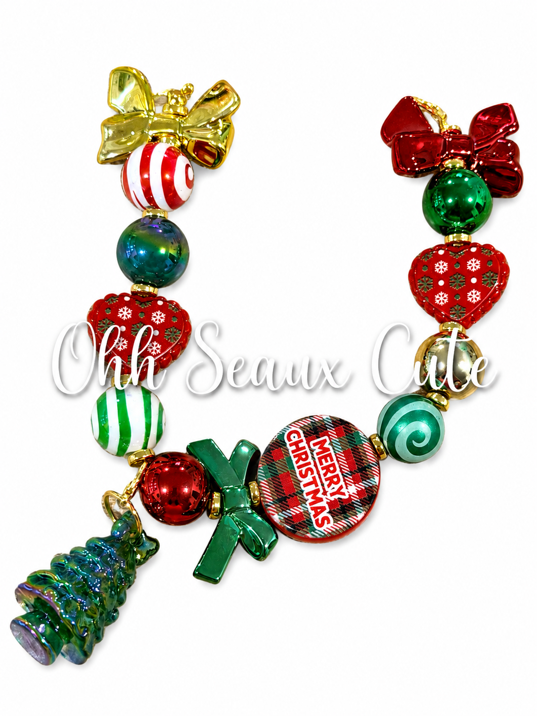 9” Plaid Merry Christmas w/Detachable Tree Hat Chain