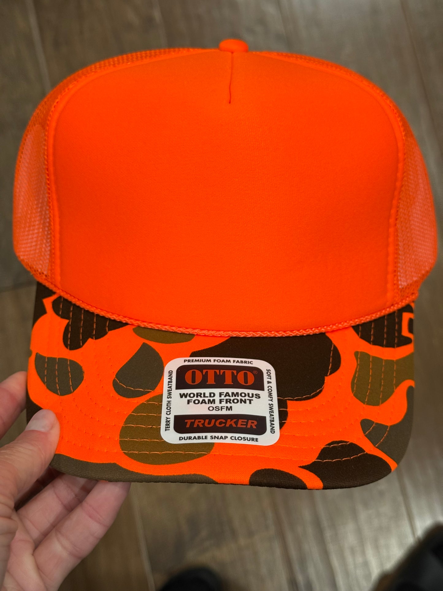 Otto High Crown Foam Trucker -Orange Camo