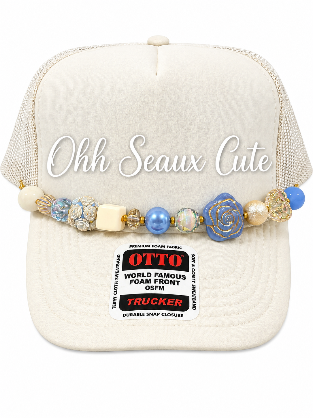 9” Blue Rose Hat Chain
