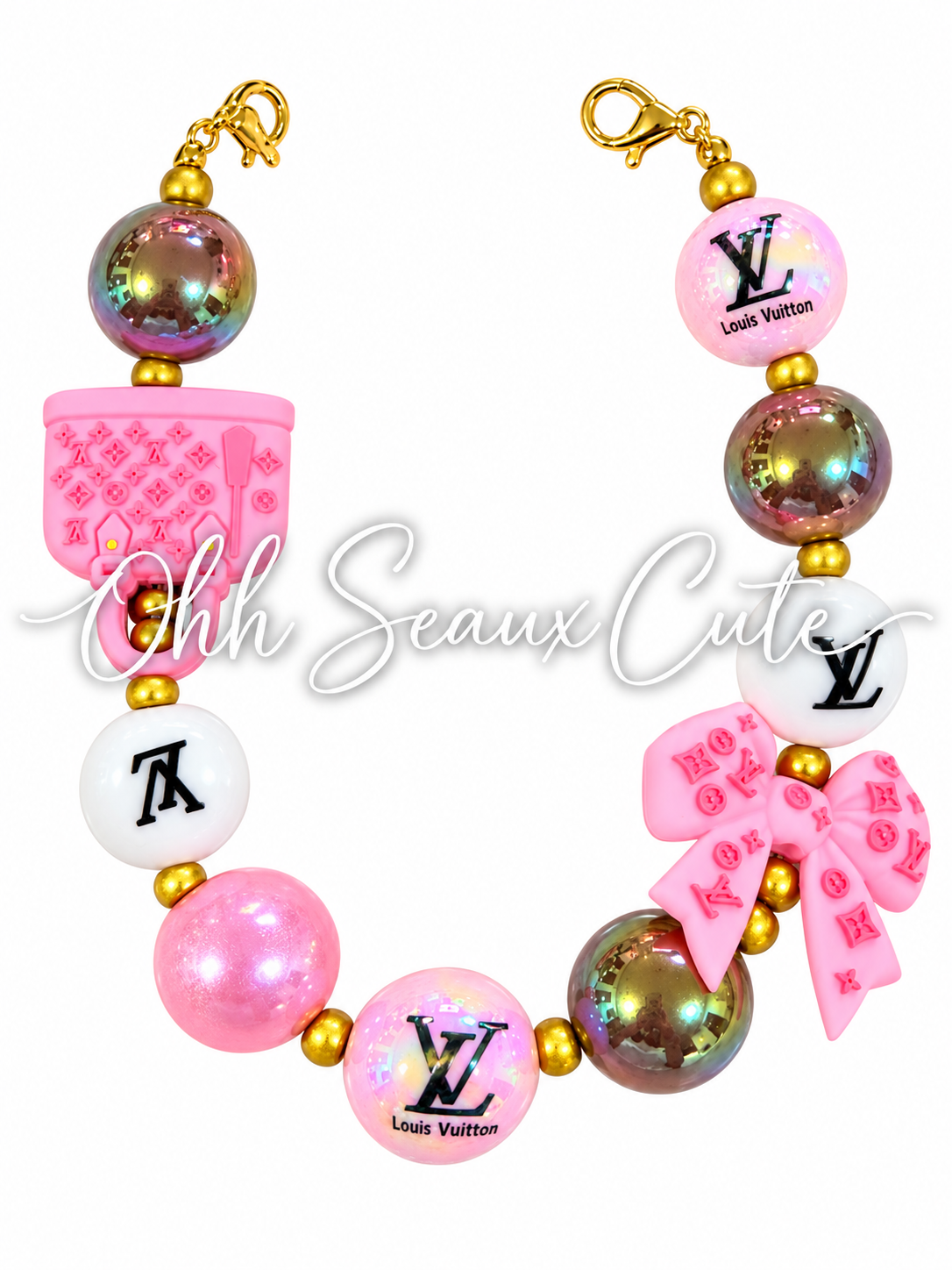 9” L  V Pink/Brown 4 Hat Chain