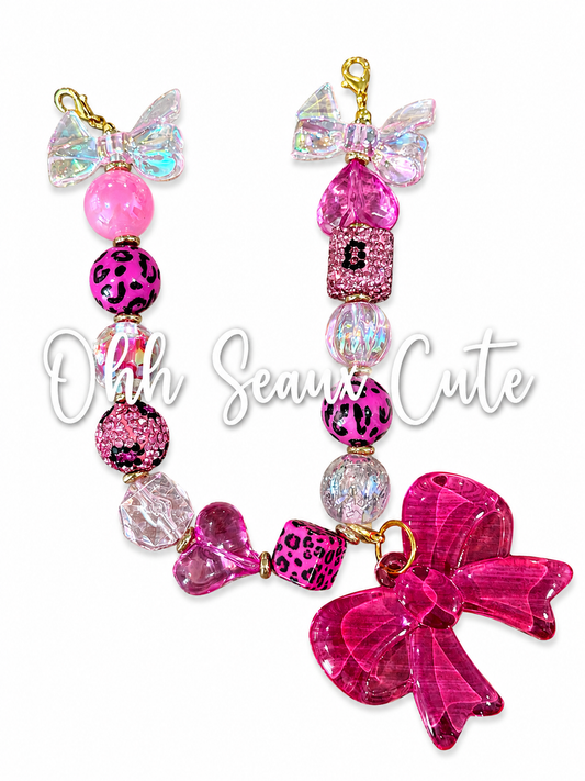 9” Pink Leopard 2 Hat Chain