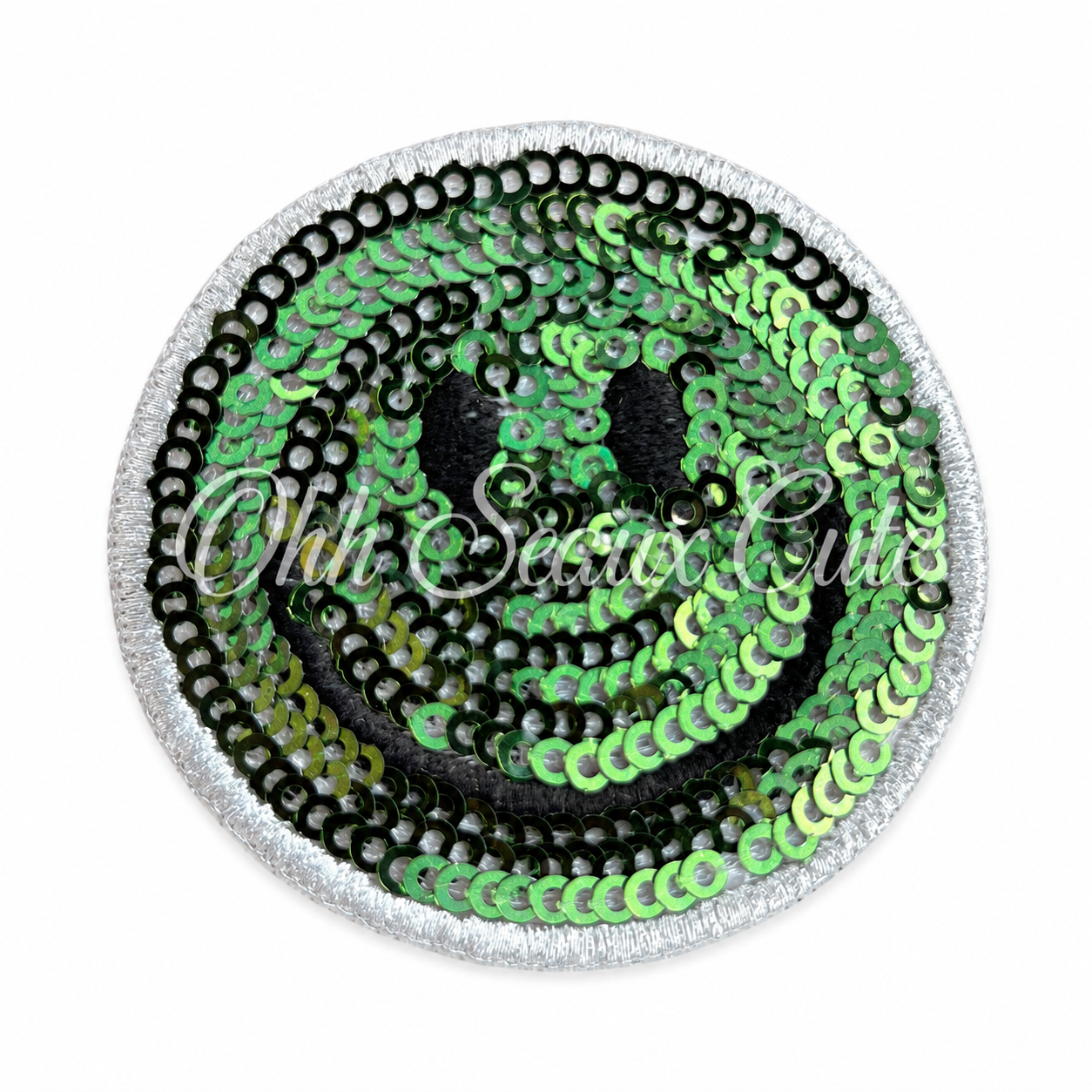 2” Sequin Smiley- Dark Green