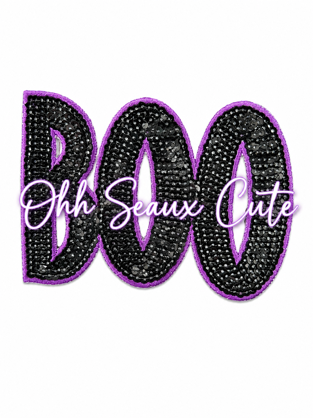 4.5” Sequin BOO Black/Purple