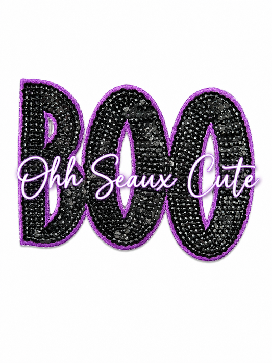 4.5” Sequin BOO Black/Purple
