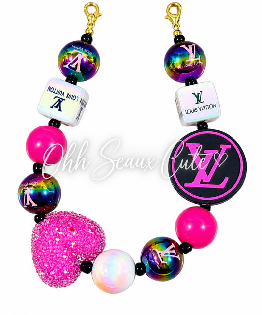 9” October Pink L V 5 Hat Chain