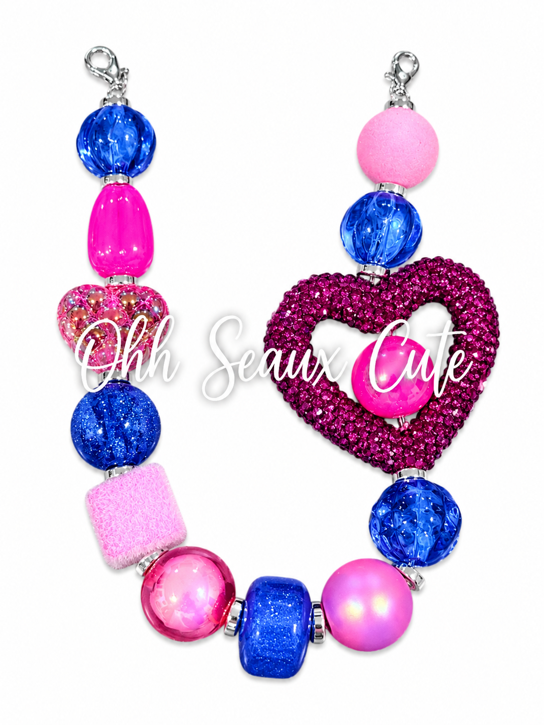 9” Rhinestone Heart Hat Chain