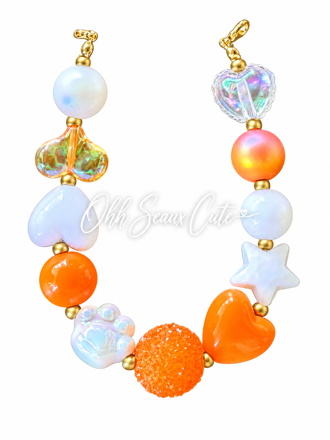 9” Orange/White 2 Hat Chain