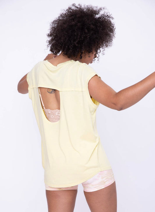 Cap-Sleeve Cut-Out Back Athleisure Top by MONO B